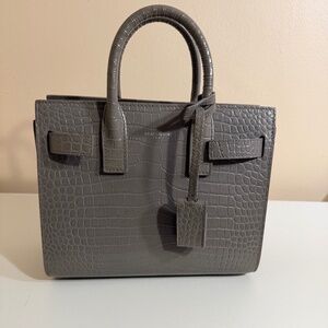 Saint Laurent Nano Sac de Jour Croc-Embossed Tote Bag